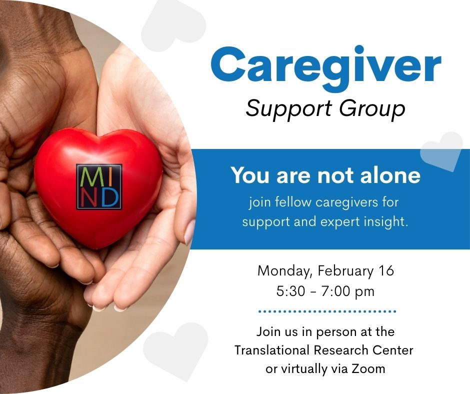 TheMINDCenter's tweet photo. Join us Feb. 16 for The MIND Center’s Alzheimer’s &amp; dementia Caregiver Support Group—a welcoming space to connect, share experiences, and gain expert guidance. 

Attend in person or via Zoom. 
Questions? contact mindcenter@umc.edu or 601‑815‑4237. 💜 
#CaregiverSupport https://t.co/3pa03f4L5i