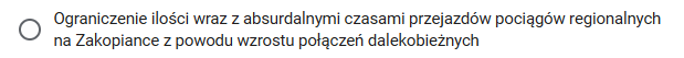 TranslatorPS's tweet photo. @kuracyja Na Zakopiance połączeń regionalnych jest akurat tyle ile było (w sumie jeśli liczymy odcinek Skawina–Kalwaria to więcej), więc tutaj jedynie oberwały czasy przejazdu przez tysiąc pięćset sto dziewięćset krzyżowań, gwoli ścisłości... i przez tą mocną różnicę nie wybieram tego. https://t.co/AuMbk70XVQ