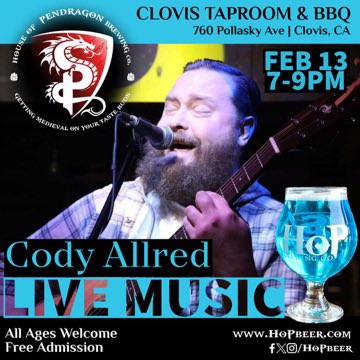 🖤 Pre-Valentine’s Date Night at the Clovis taproom 🖤

Good music, cold beer, and BBQ.

🎶 @allred_blues LIVE
📅 Friday, Feb 13
⏰ 7–9 PM
📍 HoP Clovis Taproom &amp; BBQ
🎟️ Free | All ages

Bring your date, your crush, or roll in with the crew.💕🎸