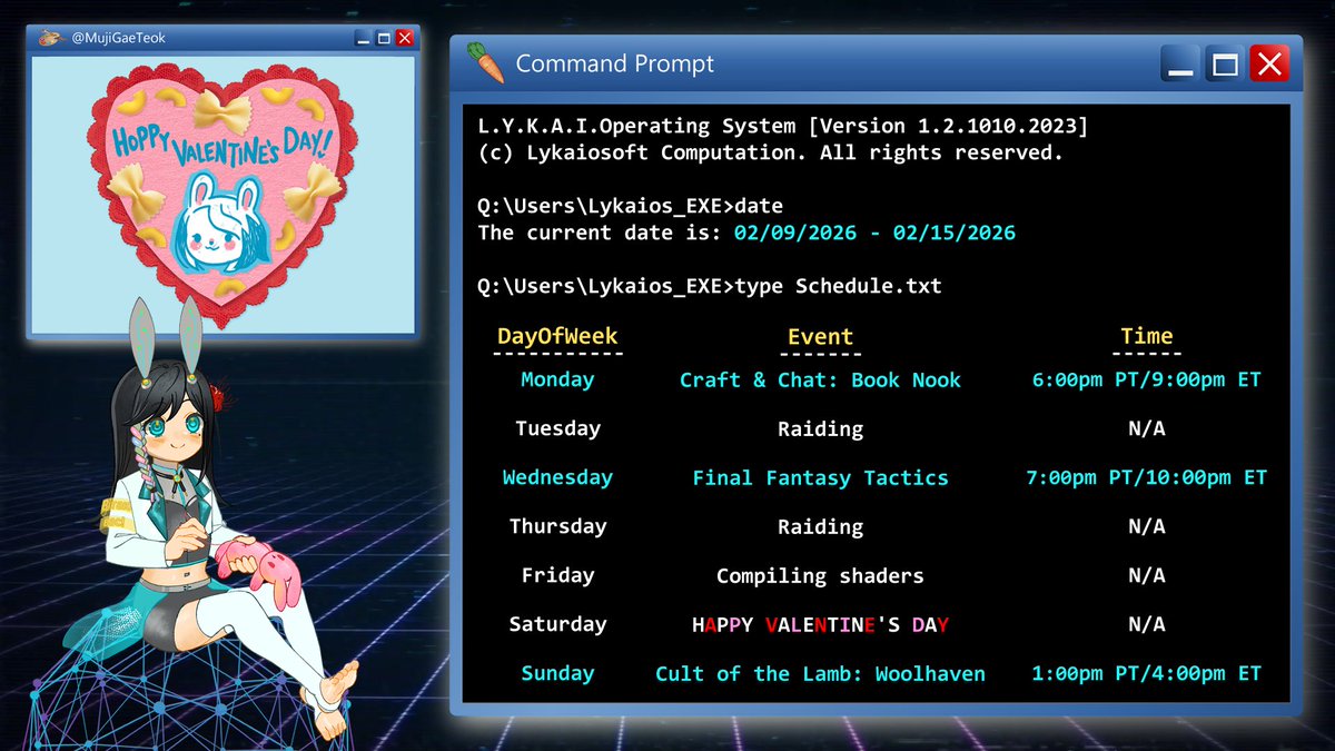 Times are a little weird this week due to work and convention stuff. Weekend stream will be on Sunday!

Mon~ Craft &amp; Chat: Book Nook
One more session of this to clean up the loose little pieces before I switch to Silksong cosplay work

Wed~ Final Fantasy Tactics: The Ivalice
