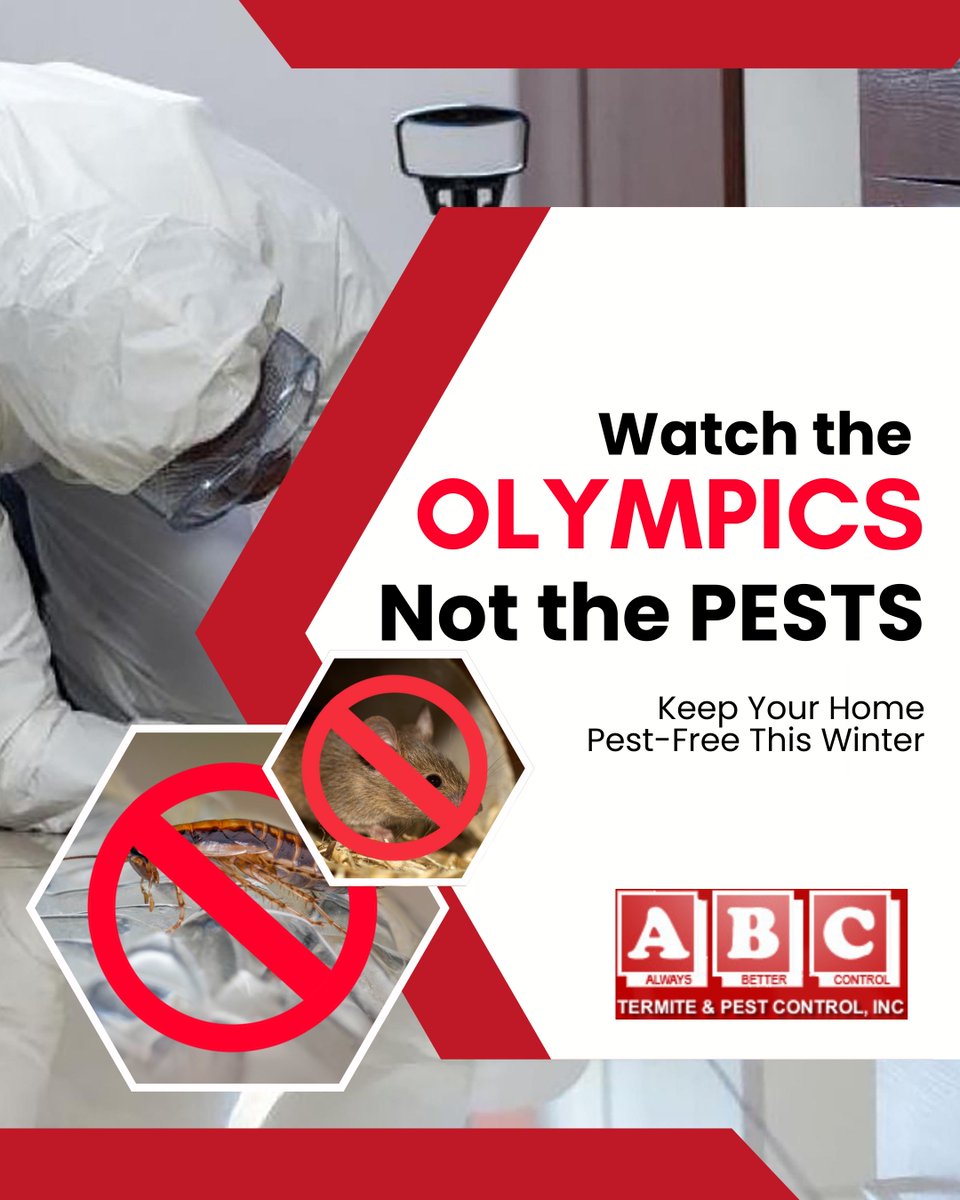 🏅 Planning to watch the Olympics? Make sure you keep your house pest-free while cheering for Team USA! Winter means more ants, spiders &amp; rodents are sneaking indoors.

Free estimates, pet-safe solutions. Book now: abctermite-pest.com
#ABCPestControl #OmahaPestControl