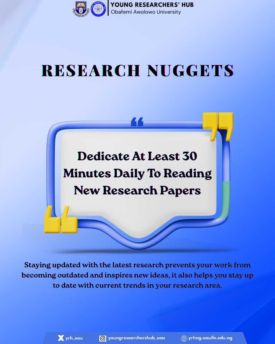 HOW TO APPLY IT

Set a fixed time each day for reading. Consistently spending 30 minutes reviewing research related to your interests gradually strengthens your understanding and helps you grow into a more effective researcher.