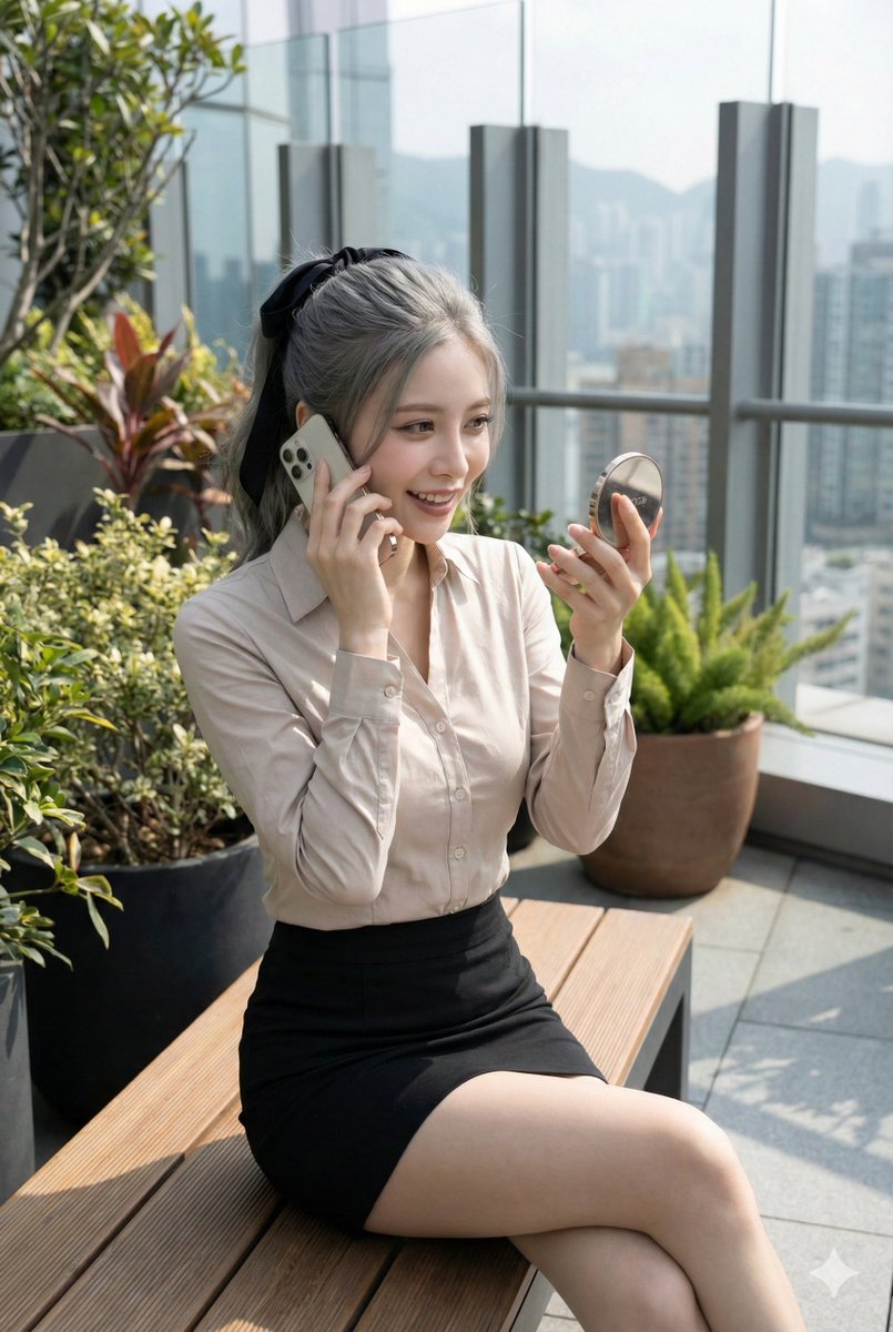 yaepi19's tweet image. ここなら部長来ないよ。
隣、座る？🍙

午後もサボりつつやろっか。

#LunchBreak #OfficeLady #AIphoto #AIgravure