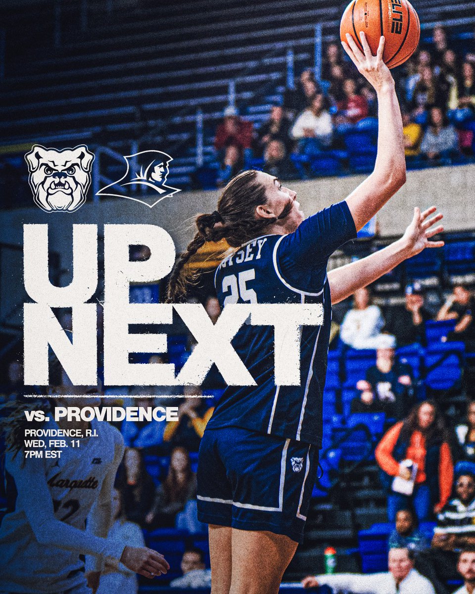 ButlerUWBB's tweet photo. The road stand continues. ➡️ 

🗓️ Wednesday, February 11
🕖 7 pm ET
📍 Providence, R.I.
📺 ESPN+ https://t.co/xHVE3VPU1H