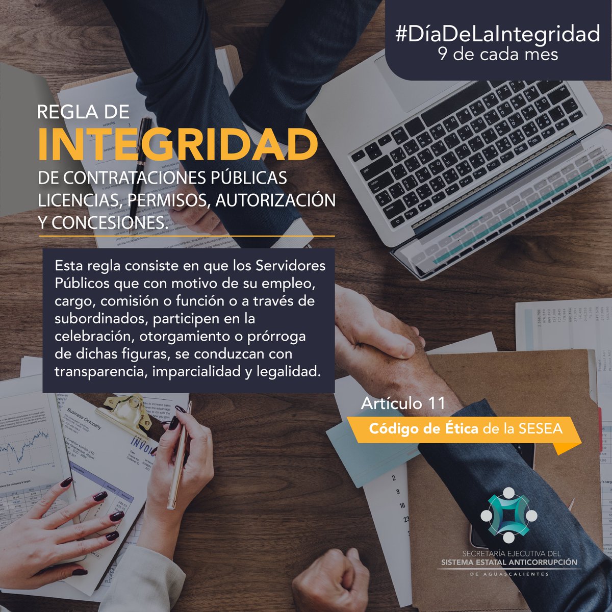 La Regla de Integridad en contrataciones públicas promueve que las y los servidores públicos actúen con transparencia, imparcialidad y legalidad.

#Integridad #Transparencia #SESEA