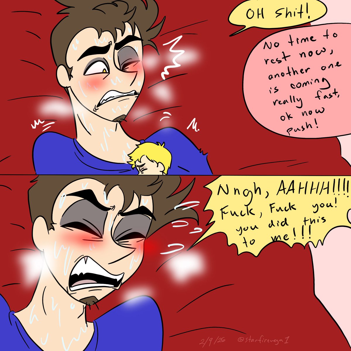 Re-Drawing Adam first pregnant! 🫄🏼 🎸 
Page 47-50
#hazbinhotel #mpreg #comic #adamhazbinhotel #pregnant