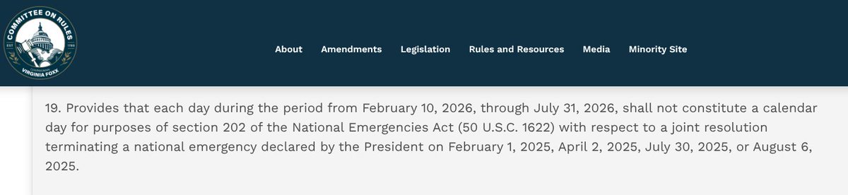 FreeTradeBryan's tweet photo. GOP House leaders are attempting to redefine the meaning of a  "calendar day"  to circumvent their legal obligation to vote on national emergencies underlying IEEPA tariffs that cost taxpayers >$200 billion a year. https://t.co/YG5QMmrhLq