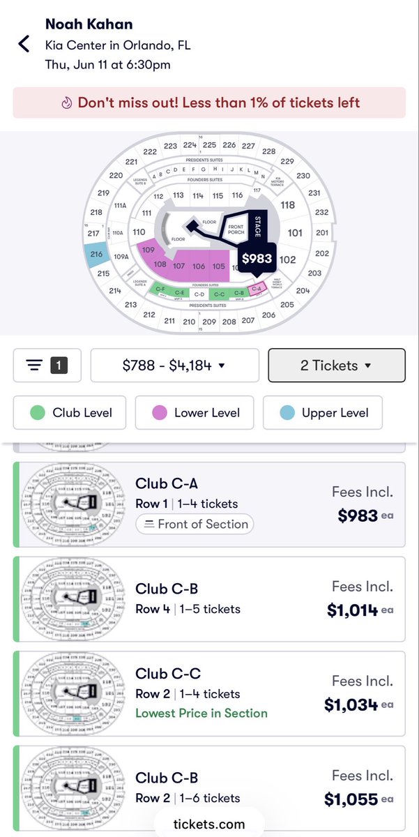 DaPropster's tweet photo. @NoahKahan are these ticket prices on https://t.co/KBpvT4UrM3 real?  I thought presale started tomorrow and there was a resale system in place? https://t.co/ic5KwGhLQ1