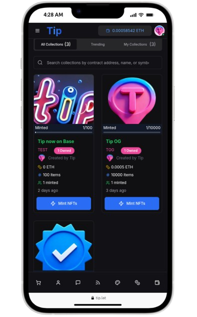 Tip is now completely responsive to mobile devices, utilize it in your <a href="/baseapp/">Base App</a> directly to take advantage of all its features.
Download Base app: join.base.app
The next step will be a surprise 🦞🦞🦞
Enjoy

#Tip #Base #NFT #meme #social #Web3