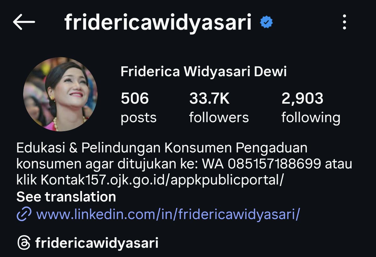 Morning everyone☺️

Info yang kita peroleh dari akun ketua ojk ada layanan edukasi dan perlindungan konsumen melalui nomor whatsapp yang tercantum didalam profilnya. Jika teman-teman ada keluhan terkait perlindungan konsumen, coba yah hubungi nomor tersebut.. jangan lupa