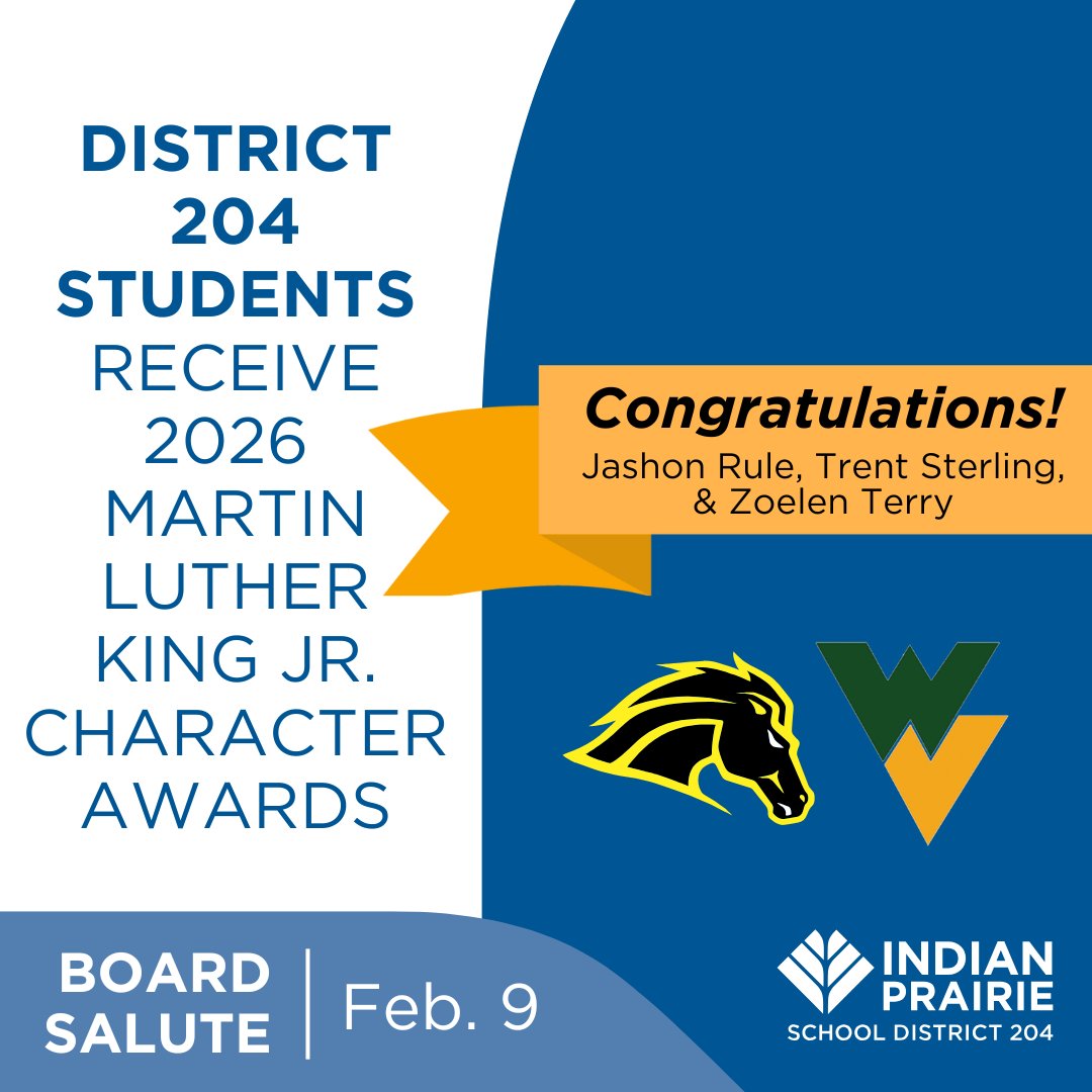 ipsd204's tweet photo. Congratulations to Waubonsie Valley senior Jashon Rule, and Metea Valley seniors Trent Sterling and Zoelen Terry, who were honored during the 25th annual Martin Luther King Jr. Celebration. @WaubonsieValley @MeteaValley #boardsalute https://t.co/3Bc4WTOSKZ