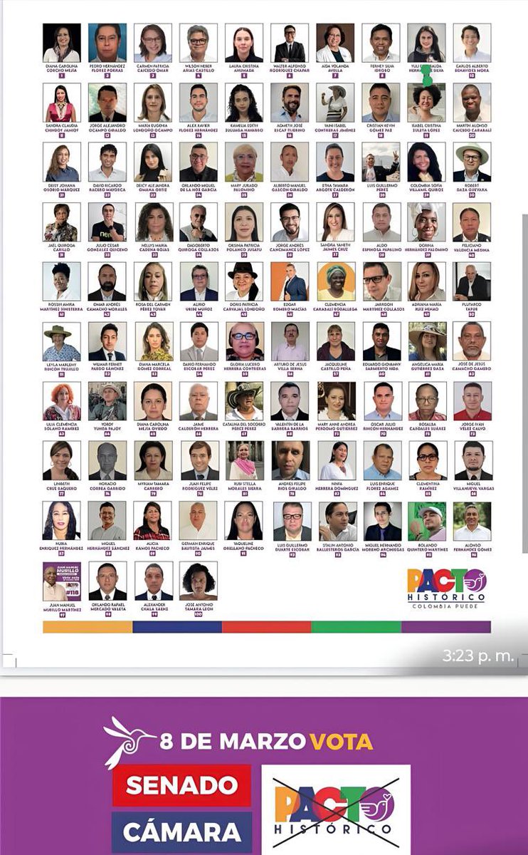 Este 8 de marzo, simplemente pide tu tarjetón para el Senado y la Cámara por el Pacto Histórico y marca una X en el logo. 

Juntos, avanzaremos hacia las mayorías en el Congreso de la República.

Lista de candidatos al Senado: la meta 55/86, es decir, 8 millones de votos.