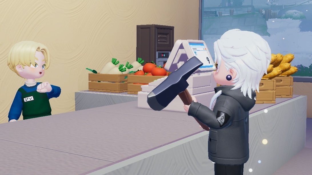 แล้วนี่แกโผล่หัวมาตรงนี้ได้ยังไงฟร้า — !? อย่าคิดว่าจะทำเรื่องไม่ดีกับร้านที่เพิ่งบูรณะใหม่ของซากาโมโต้ซังเชียวนะเฟ้ย !