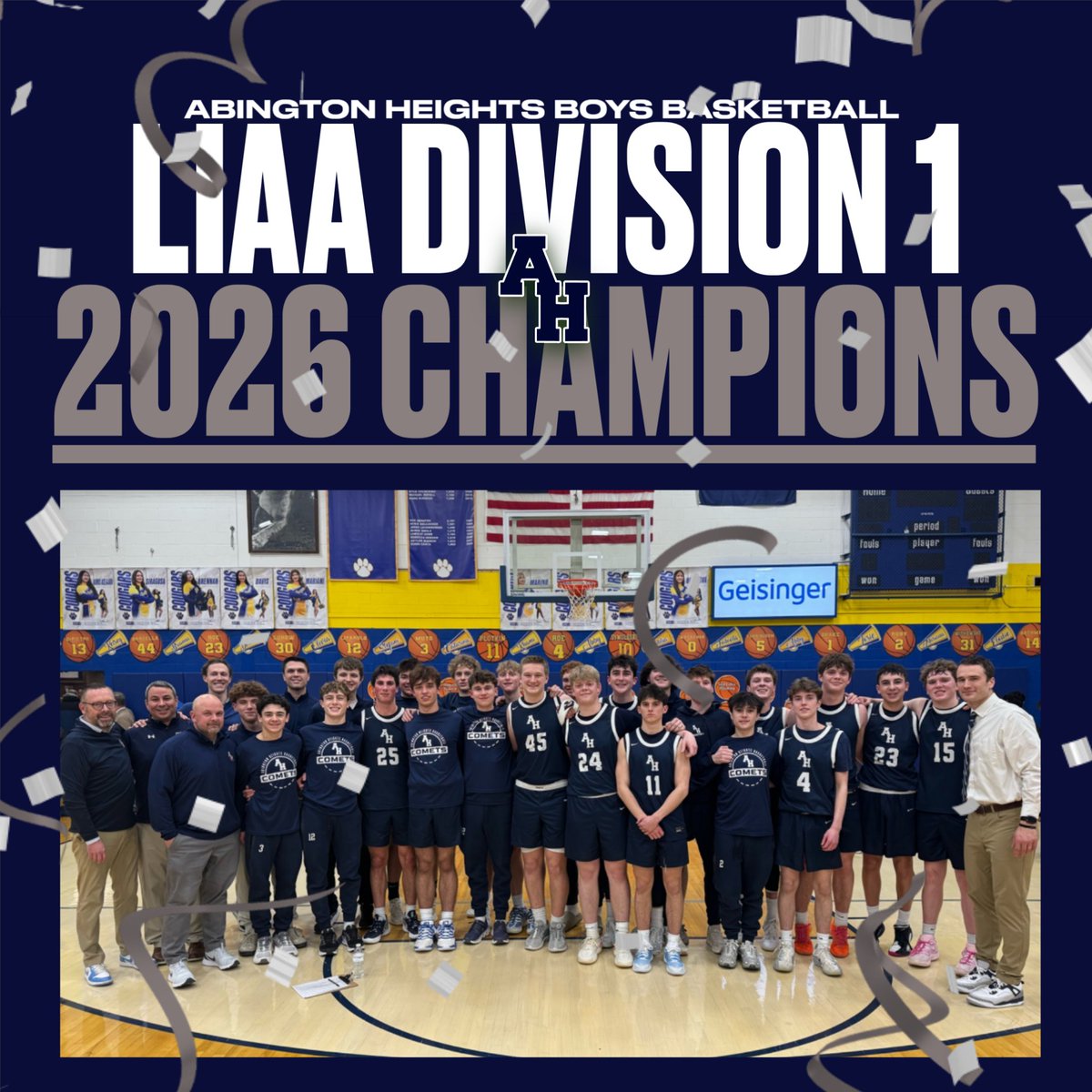AHSDAthletics's tweet photo. 🏆 D1 LIAA CHAMPS! 🏆

@ahcometsbbb defeated Valley View 61–43 to earn their 17th LIAA Division 1 title and 2nd in the last 3 years. Four Comets scored in double figures in the clincher: Shaffer (13), Goldberg (12), Kettel (11), &amp; Manning (10)!

#CometProud #GoComets☄️ https://t.co/oAmf6AMbJe