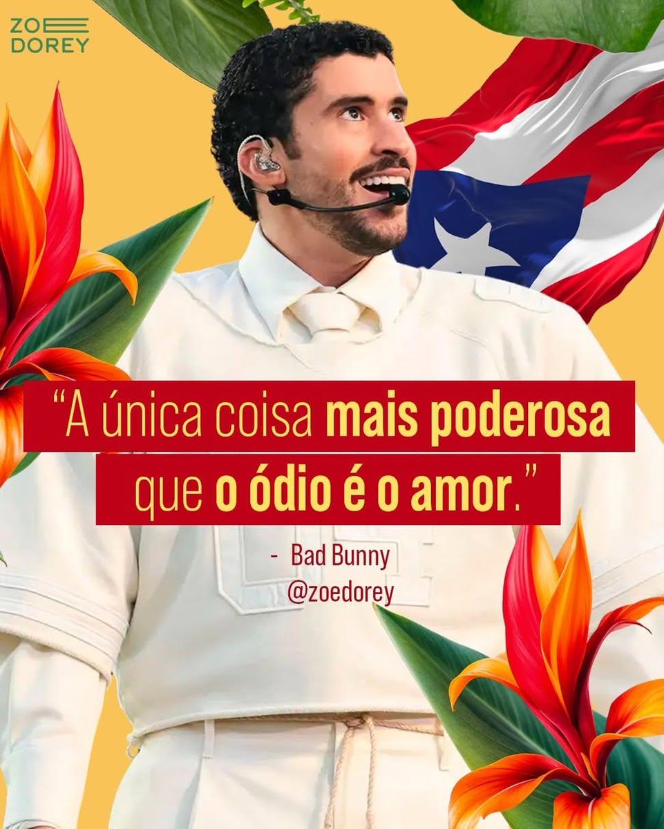 "A única coisa mais poderosa  que o ódio é o amor". 

Bad Bunny
🥰🥰