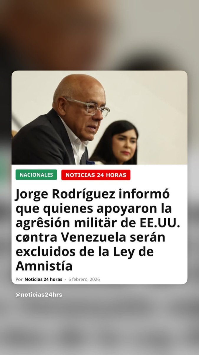 MMalaverM's tweet photo. Jorge Rodríguez informó que quienes apoyaron la agresión militar de EEUU contra Venezuela serán excluidos de la Ley de Amnistía https://t.co/6uM7UTjuLU