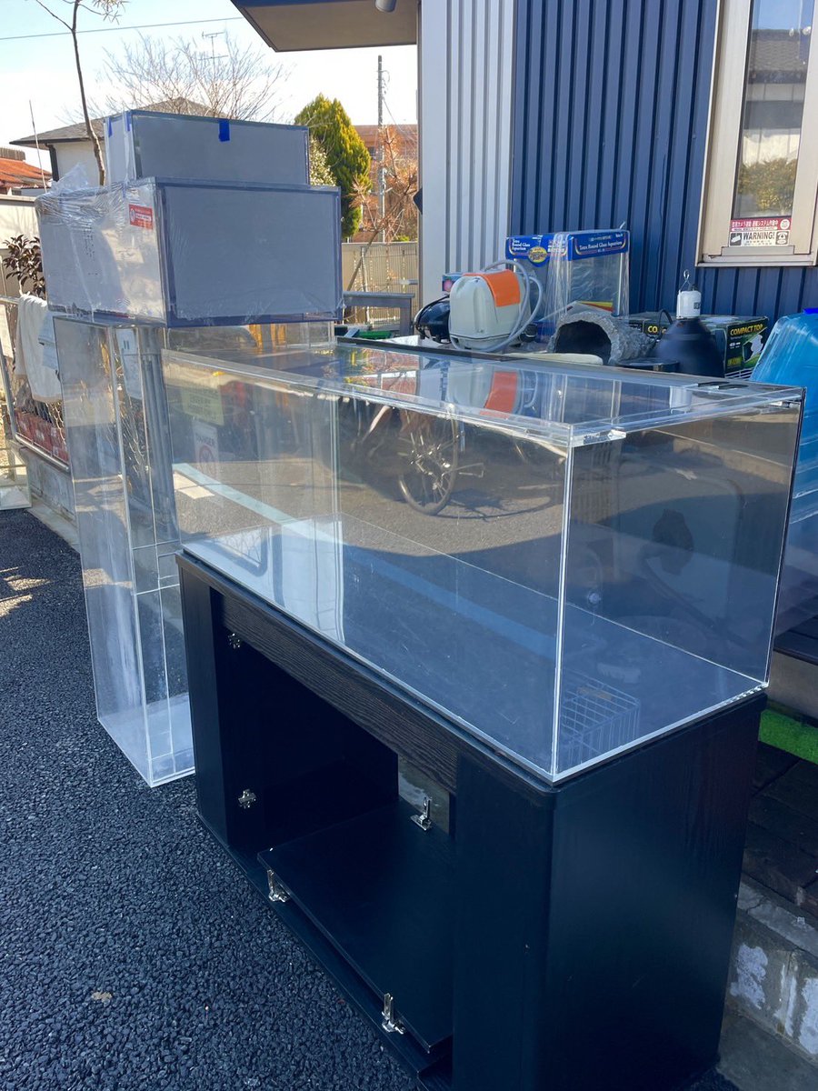 中古水槽セット アクリル水槽 1200×450×450 他 キャビネット台付き