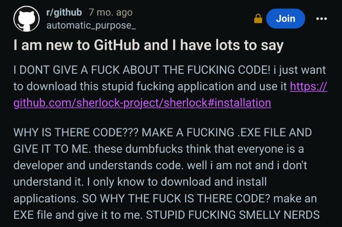 LinkofSunshine's tweet image. I think about this Reddit post every single time I clone something from GitHub