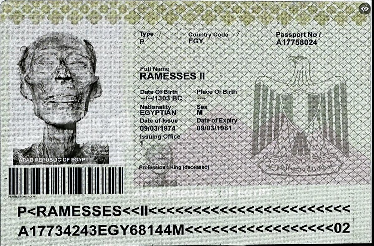 Fascinate_Hist's tweet image. Did you know Ramses II's mummy was issued a passport?   

To transport the mummy from Egypt to France for conservation work in 1974, Ramses II was issued an official Egyptian passport. 

His listed profession? King!