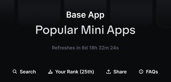 Nick_Prince12's tweet image. spoiler alert: we're launching leaderboards to base[dot]dev this wednesday, starting with popular mini apps in the base app

where all my mini app builders at??