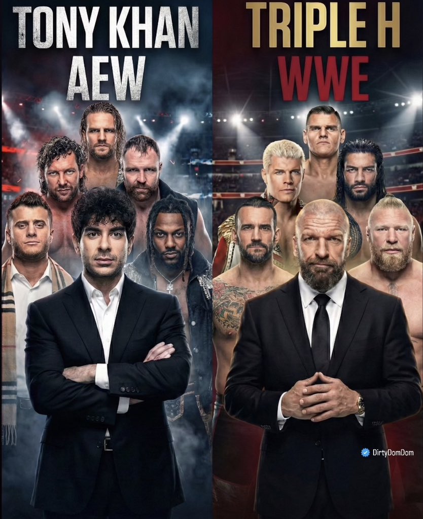 DirtyDomDom's tweet photo. ⚪ Team Tony AEW: Creative Freedom, "Where The Best Wrestle," Forbidden Doors, and Unmatched Workrate.

🔴 Team Triple H WWE: "Cinema," Long-Term Storytelling, Grand Spectacle, and Box Office Records.

Which vision represents the future of the industry? https://t.co/dbf7rvNkWY