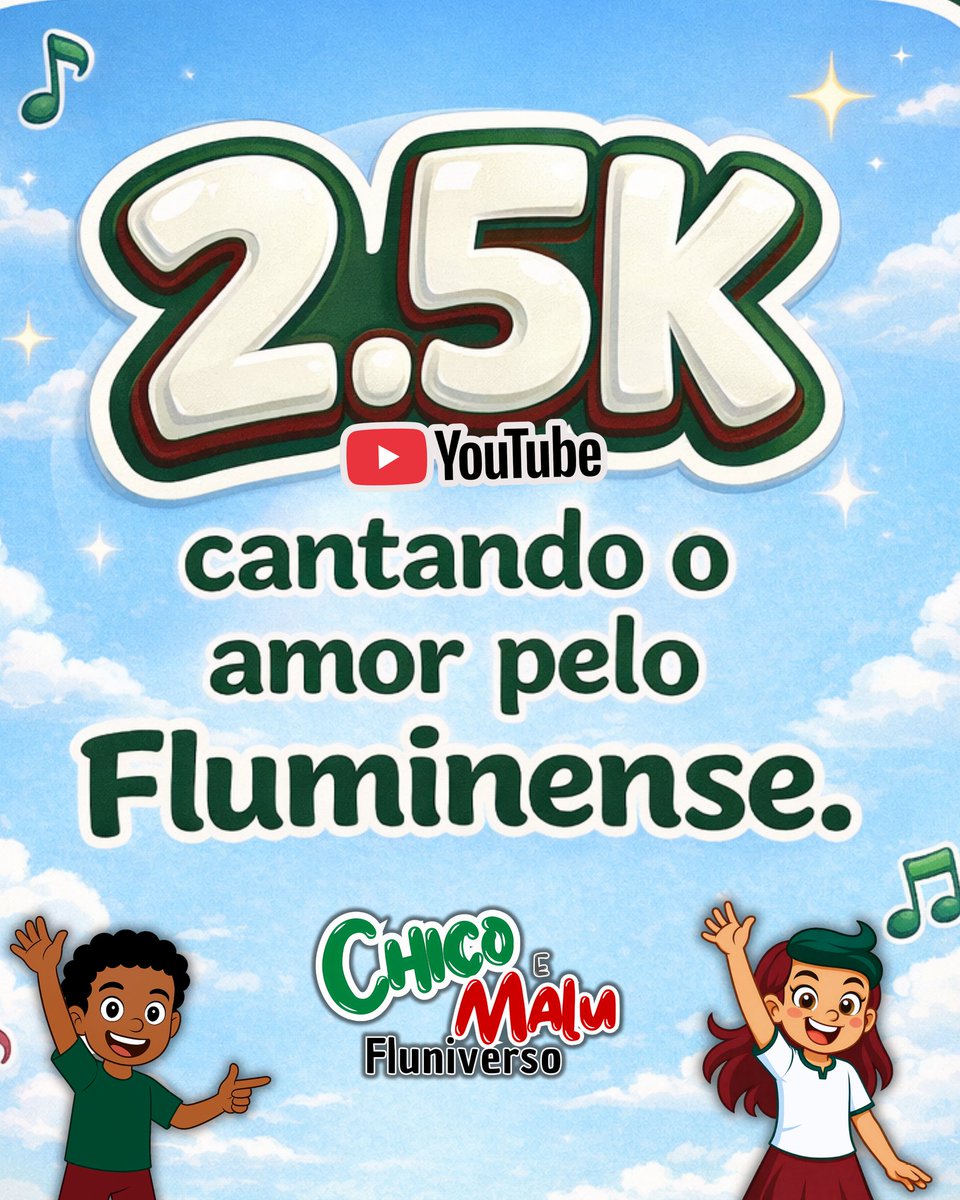 O amor pelo Fluminense não se mede.
Mas hoje batemos 2.5K inscritos no YouTube. 🇭🇺
Se você já cantou com a gente, deixa os 💚🤍❤️ aqui embaixo.
Muito obrigado, família tricolor.