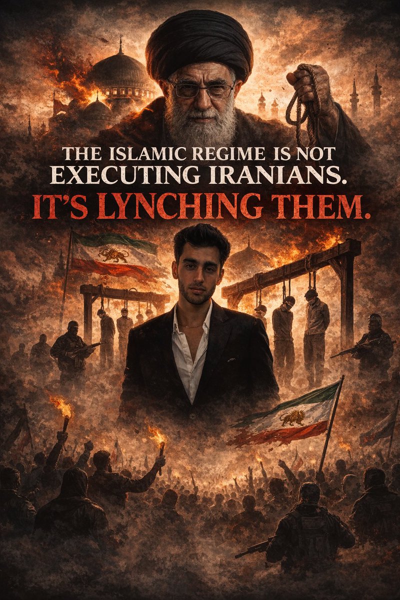 GazelleSharmahd's tweet photo. The Islamic Regime is not execution Iranians— It’s lynching them!

Execution requires a legitimate court, due process, and a proven crime.

The Islamic regime in Iran is an illegal occupying power—with no lawful justice system, no democratic mandate, and no legitimacy derived from the Iranian people.
The civilians it kills committed no crimes.

This is not execution.
It is the lynching of civilians.

By definition, this constitutes crimes against humanity.

Under international law, Iranians have the right to defend their lives against a genocidal occupation force using all necessary means.

The international community therefore has a legal and moral duty to act—through diplomatic, economic, and urgently necessary military measures—to stop the mass slaughter of a civilization by an illegitimate, terror-linked regime responsible for documented atrocities.