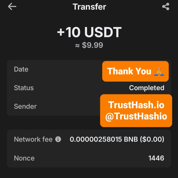 InvokePattern's tweet image. Received ✅

Thank you TrustHash.io 🙏

You guys are supportive for actives 🧡

Guys give @TrustHashio a follow 🤝