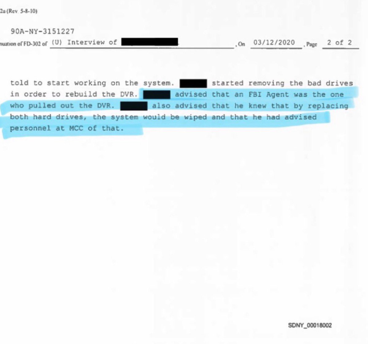 BREAKING:  It appears that documents show that an FBI agent purposely removed a  hard drive from Epstein prison video recording system, knowingly erasing all prison footage during the time of Epstein’s death.

wtf!