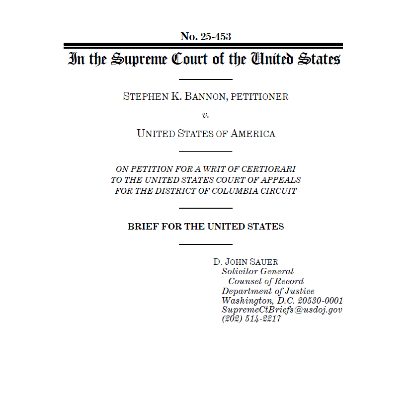 Today the Department of Justice told the Supreme Court that Steve Bannon’s conviction arising from the J6 “Unselect” Committee’s improper subpoena should be vacated. Under the leadership of Attorney General Bondi, this Department will continue to undo the prior administration’s