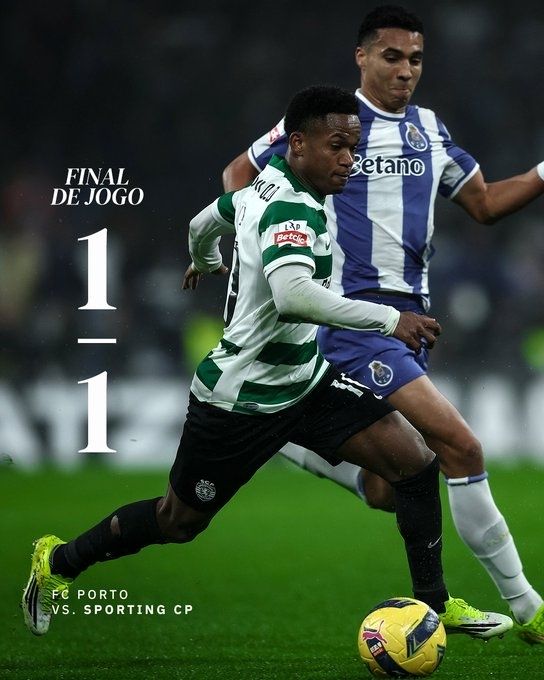 FR_SportingCP's tweet image. Fin du match, 1-1, avec un penalty à la toute fin.
Dommage, on ne s’est réveillé que vers la fin…
La saison n’est pas fini et elle va être longue.

ACREDITA SPORTING !
FC PORTO 1️⃣ - 1️⃣ SPORTING CP

🔜 Prochain match 🆚 Famalicão : 15/02

#SportingCP 🟢⚪️
#FCPSCP