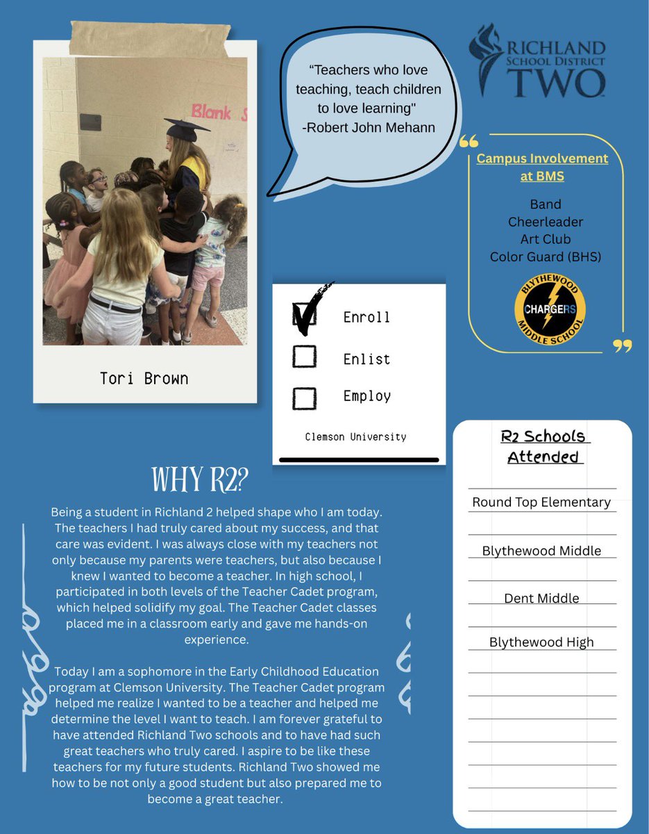 BMSatRSD2's tweet photo. Richland Two Schools:  The BEST Choice!  @RTEFlightStatus @DentMiddle @BlythewoodHigh @RichlandTwo #BMSMakeItHappen https://t.co/dHCPaRGgi0
