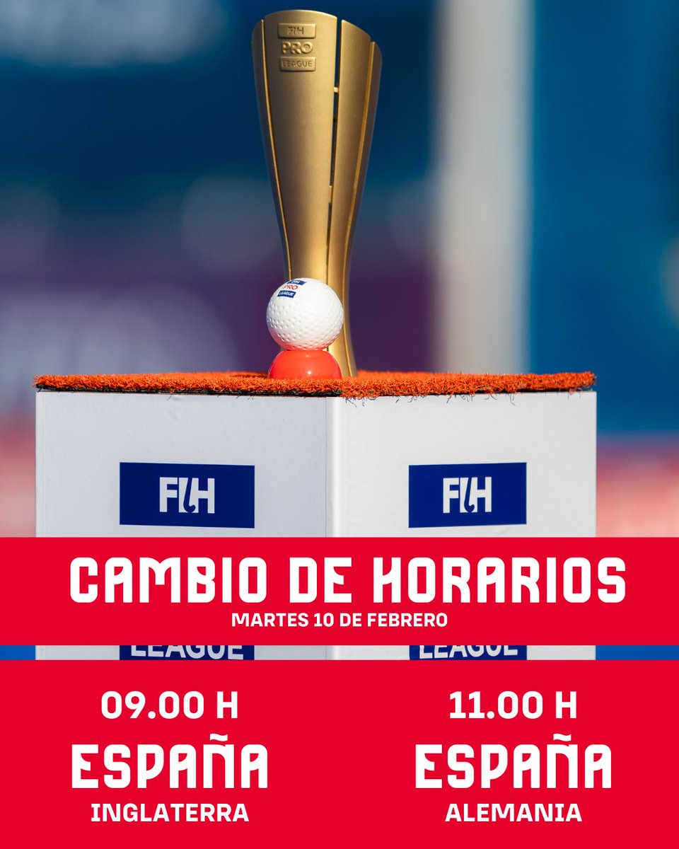 rfe_hockey's tweet photo. ‼️ Cambio de horarios por la previsión meteorológica de fuertes vientos en Valencia. 

Nuevos horarios: 

⚔️ España M-Inglaterra
📆 10 de febrero
⌚️ 09.00 h

⚔️ España F-Alemania
📆 10 de febrero
⌚️ 11.00 h https://t.co/0XT6yd1eCP