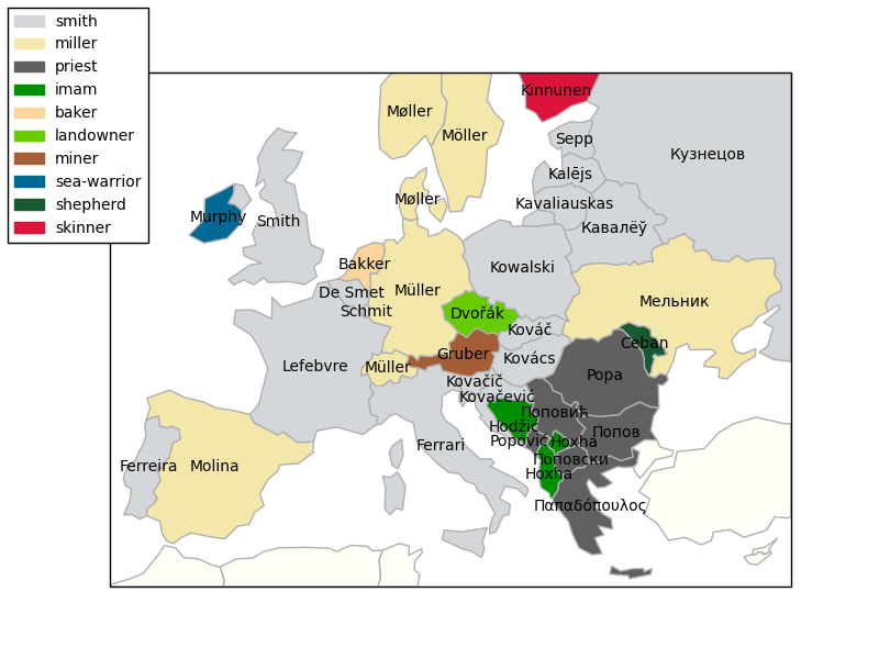 BrilliantMaps's tweet photo. The Most Common European Occupational Related Surnames

More about them: https://t.co/rfG8Ofubw4 https://t.co/pMUlPBldKW