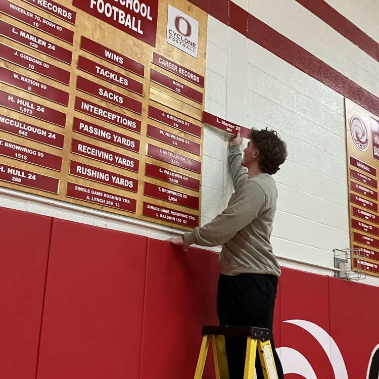 OHSActivities's tweet photo. Congratulations to Liam Marler for becoming the new Career Tackles record holder at Ottawa High School. 
What a great way to finish an awesome high school career. 
#CyclonePride https://t.co/PqcsRoUAp9