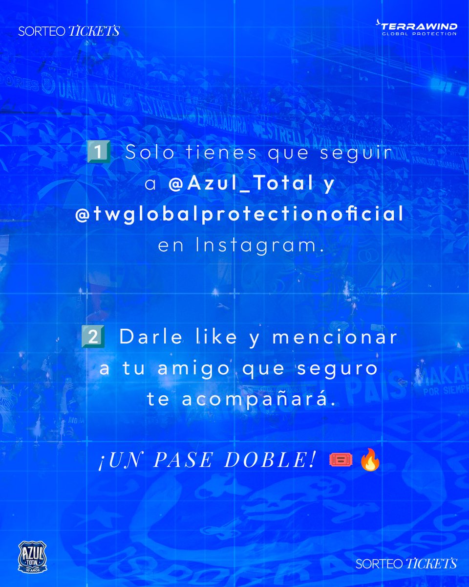 Azul_Total's tweet photo. ¡SORTEO! Ⓜ️

👉🏻 𝗔𝘇𝘂𝗹 𝗧𝗼𝘁𝗮𝗹 y 𝗧𝗲𝗿𝗿𝗮𝘄𝗶𝗻𝗱, patrocinador oficial de 𝗠𝗶𝗹𝗹𝗼𝗻𝗮𝗿𝗶𝗼𝘀, te invitan al partido de Liga BetPlay 🆚 Águilas Doradas

📲 Ingresa a nuestra cuenta de Instagram y participa

¡SORTEAREMOS UN PASE DOBLE!🎟️🔥 https://t.co/kz1elSH43U