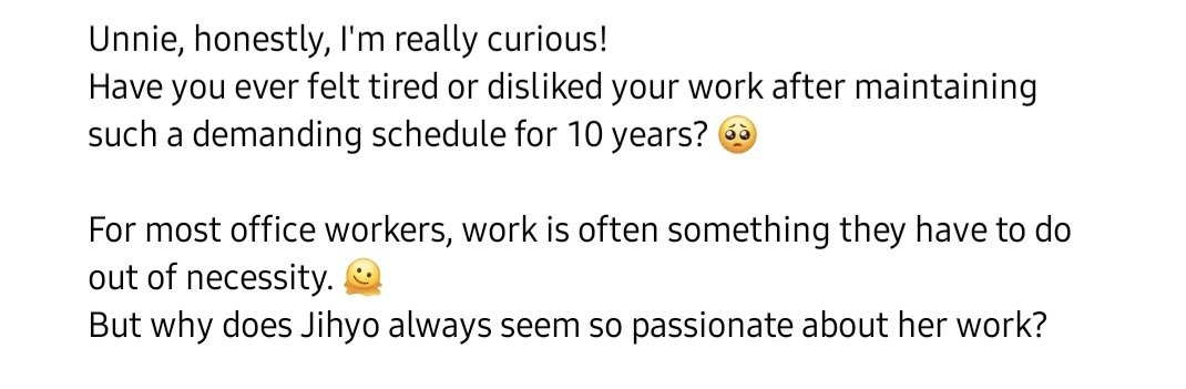 HyoLenaoverload's tweet photo. A Once asked Jihyo "How are you always so passionate about your job?" and her answer: because "I Have You Guys 🩵" 😭😭😭 
I love you Jihyo 😭😭😭🧡 https://t.co/fmWeoXeRu7