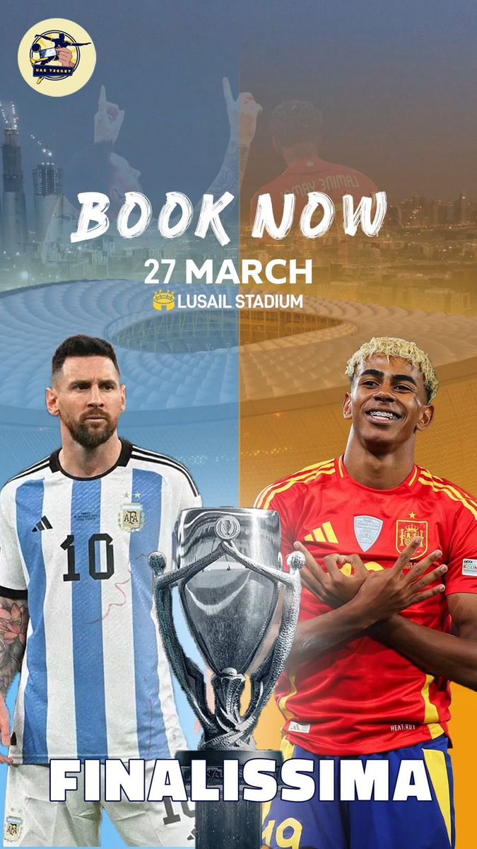 uae_ticket's tweet photo. أوفر باقة حضور مباراة الأرجنتين × إسبانيا 🇦🇷🇪🇸 🔥

فرصتك تعيش واحدة من أقوى مباريات المنتخبات العالمية بتجربة متكاملة ومرتبة من الألف إلى الياء ⚽✨

انسَ تعب التخطيط والحجوزات… كل شيء جاهز عليك بس تستمتع 👌

✨ تفاصيل الباقة تشمل:
✈️ تذكرة طيران  القطريه ذهاب وعودة على خطوط مريحة

🎟️ تذكرة حضور المباراة CAT 1

🏨 سكن لمدة 3 أيام / ليلتين في فندق 4 نجوم

📍 موقع مميز قريب من الفعاليات

5500 AED  الشخص 

⏳ الأعداد محدودة جداً والحجز بالأسبقية
📲 احجز الآن ولا تفوّت الفرصة

#تذاكر_مباريات #اسبانيا #الارجنتين #Finalissima #فناليزما #ArgentinaVsSpain #الأرجنتين #إسبانيا #ميسي #لا_روخا #نهائي