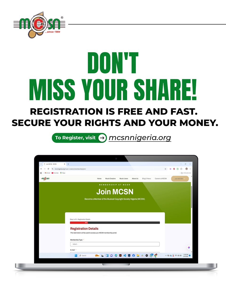 Musical Copyright Society Nigeria (MCSN) tweet media