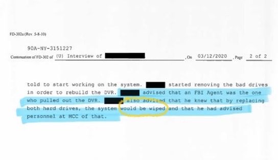 AlternatNews's tweet image. The prison system did not lose the recording of Epstein. 

An FBI agent removed the hard drive from the jail’s camera and wiping all footage from the night Jeffrey Epstein died.

The FBI didn’t “lose” the evidence.
➡️ They erased it.