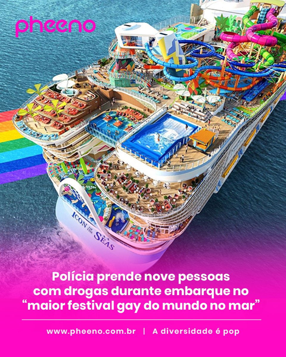 Nove pessoas foram presas no Porto de Miami antes do embarque no cruzeiro divulgado como o “maior festival gay do mundo no mar”. A polícia encontrou drogas como ecstasy, LSD e cocaína nas bagagens.  abrir.link/pKMxl
