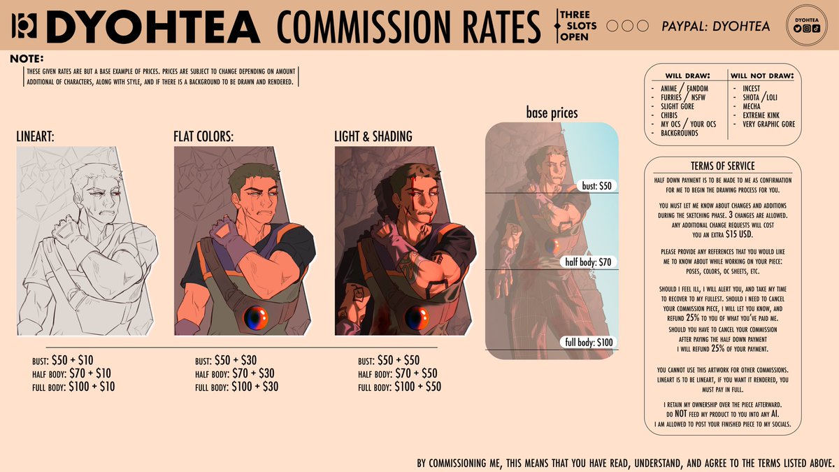 hello everyone, i am opening up commissions due to me having recently gotten fired from my job || taking 3 at a time !

retweets and replies are appreciated 💜
#valorant #isekko #artist