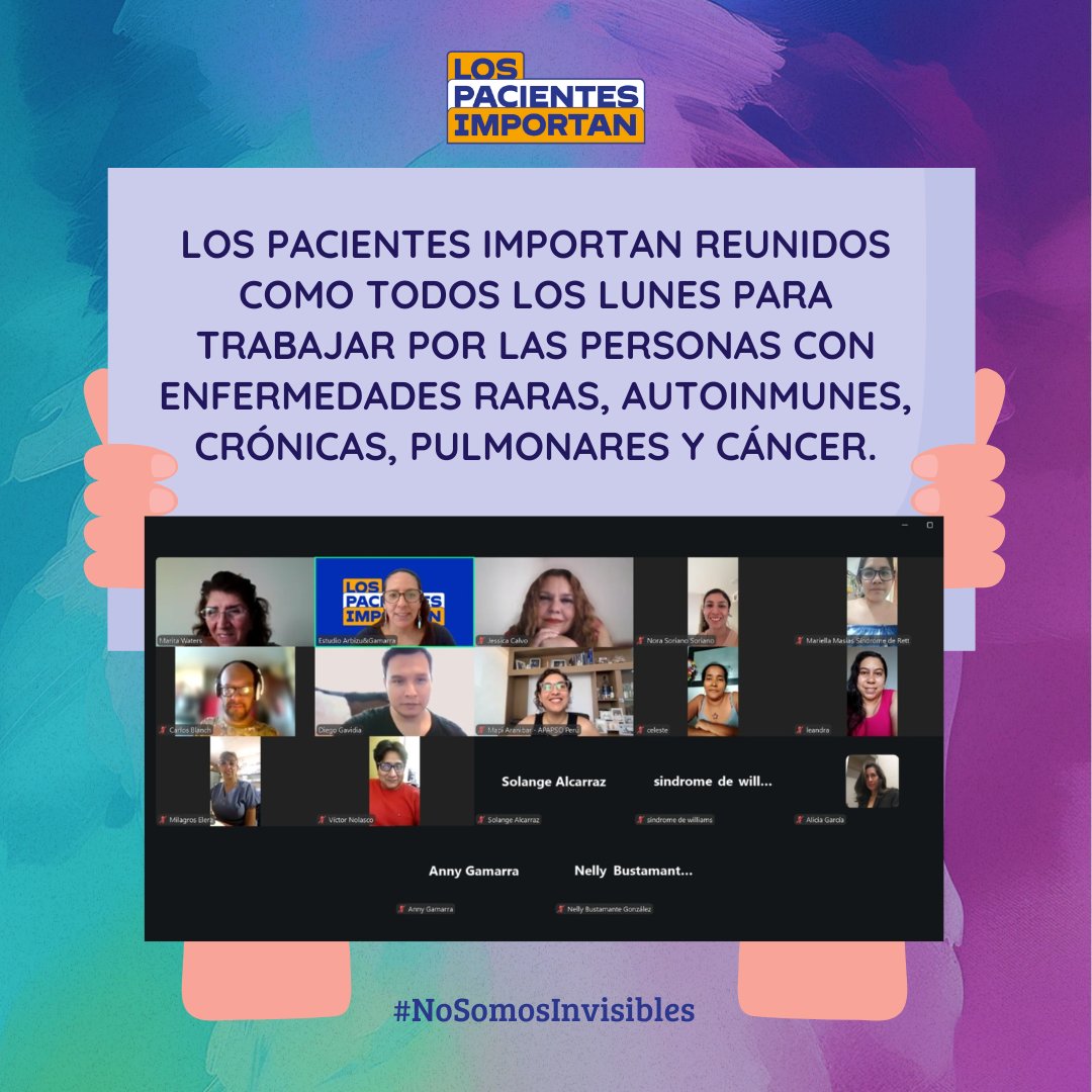 ⚠️ Como todos los lunes, los integrantes del Colectivo #LosPacientesImportan nos reunimos para continuar coordinando las actividades que vamos a realizar por el día internacional de las #EnfermedadesRaras #RareDiseaseDay 💜💙💚
