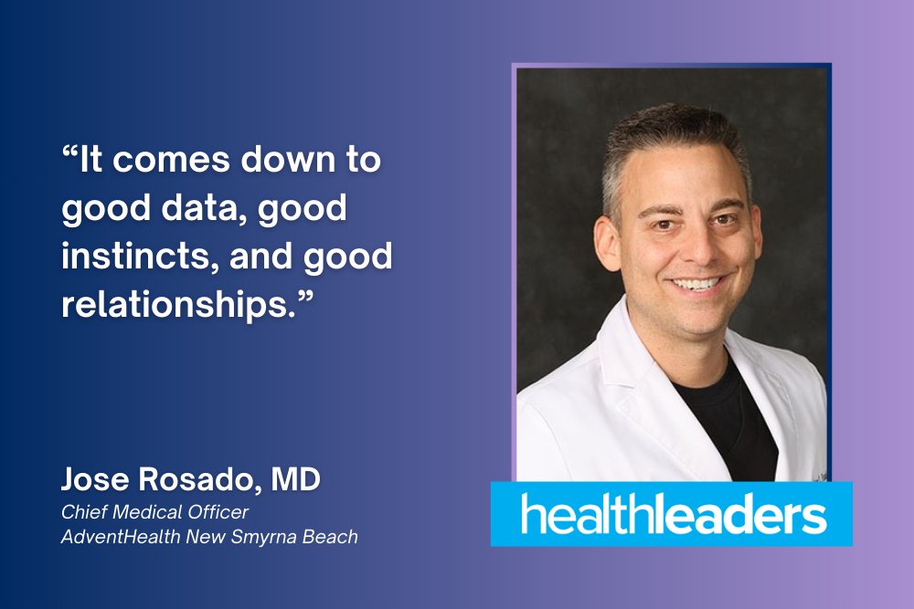 HealthLeaders's tweet image. Jose Rosado, the new #CMO of @AdventHealth New Smyrna Beach says having more than 15 years of experience in #Emergency medicine has provided him with valuable #insights about #UtilizationManagement: healthleadersmedia.com/cmo/exec-new-c…