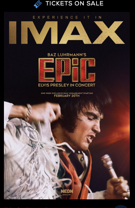 TEN MORE DAYS until 
EPiC: Elvis Presley In Concert is released in 
IMAX theaters! 

Let's all help promote it as much as possible. 

The movie's official hashtag is: #EPiCMovie 

Get the movie trending BEFORE the release by using the hashtag in all of your post about #EPiCMovie