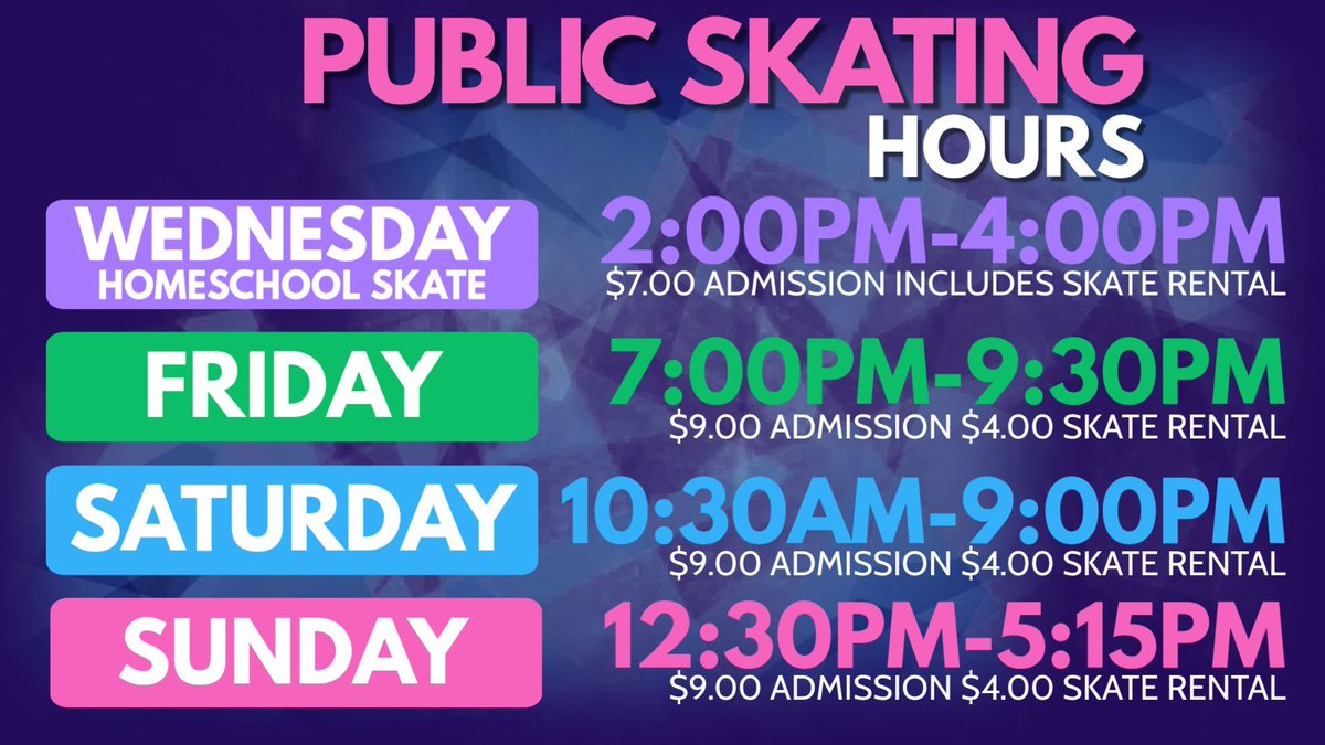 Check out our new public skating hours! Starting this weekend (2/13)

#GreatSkate #RollerRink #SkateWithUs #RollerSkate #Skate #StPetersMO #PublicSkate #STL #ThingstodoinSTL