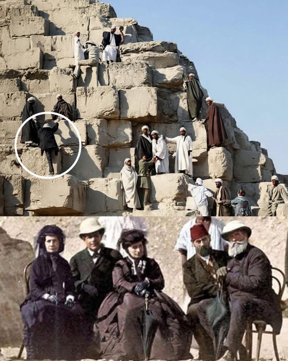 Em 1871, durante viagem ao Império Otomano, D. Pedro II visitou o Egito e escalou a Grande Pirâmide de Quéops, em Gizé, fato registrado em fotografia histórica. 

Com 45 anos, o imperador subiu 138 metros auxiliado por árabes, acompanhado do barão de Bom Retiro e do egiptólogo