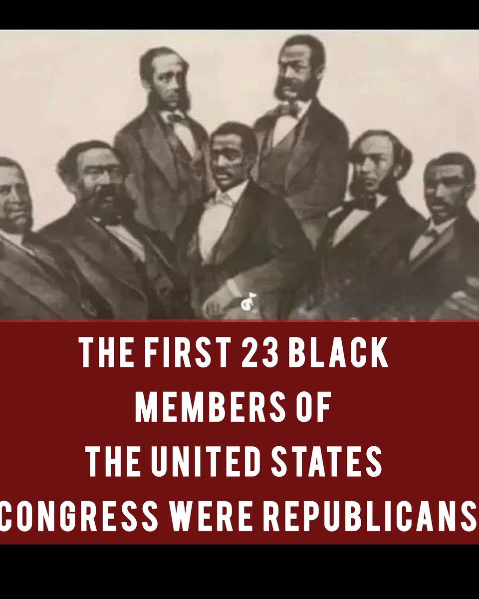 w_terrence's tweet image. This is the history the left never celebrates or talks about. They always bring up slavery, but you’ll never hear them bring this up: 

The first 23 Black Americans elected to the U.S. Congress were members of the Republican Party. 

Makes you wonder why this part of the story…