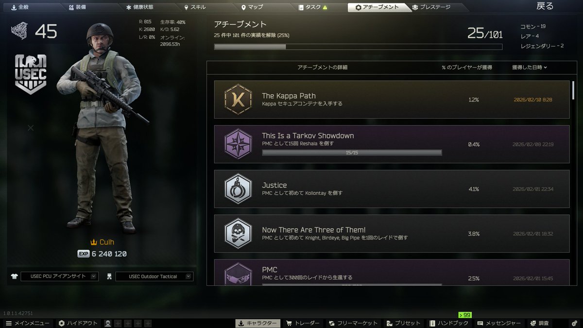 cyculh's tweet photo. 2000時間にして初Kappa！　#タルコフ https://t.co/jr8jCoufox