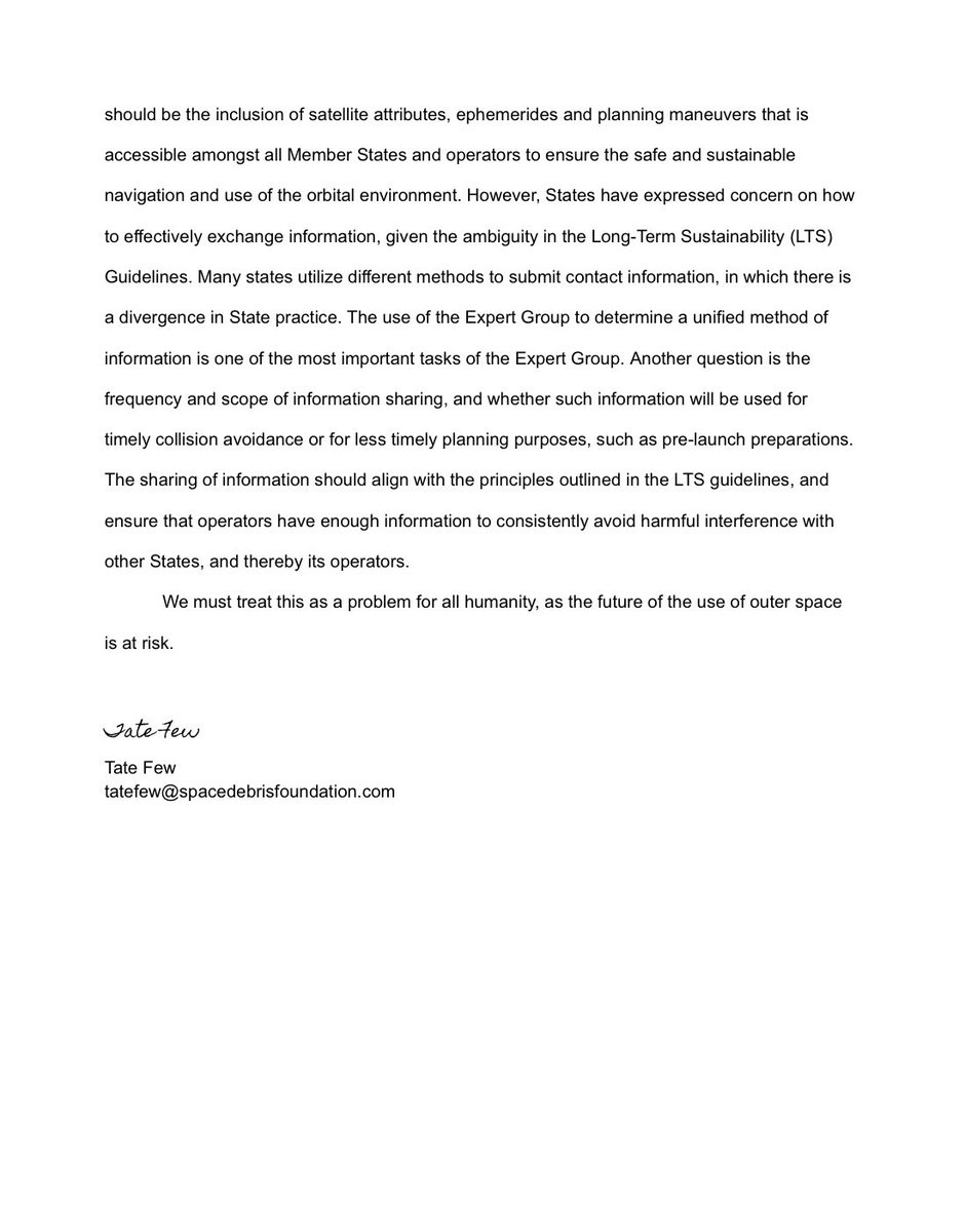 SDFSpace's tweet photo. Is space situational awareness important to you? If so, please see our self-prepared statement regarding our thoughts on the content of the SSA Expert Group meeting at the United Nations. https://t.co/qu2NNn1U3p